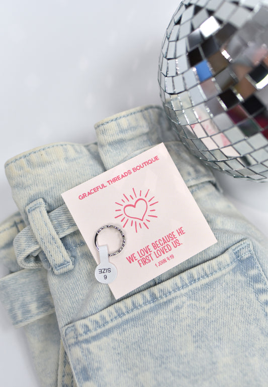 He First Loved Us Silver Heart Ring