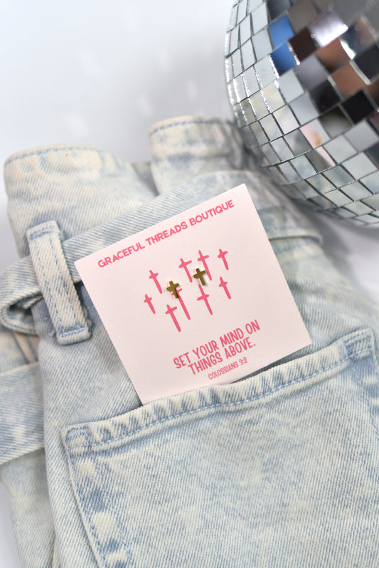 Things Above Gold Cross Earrings