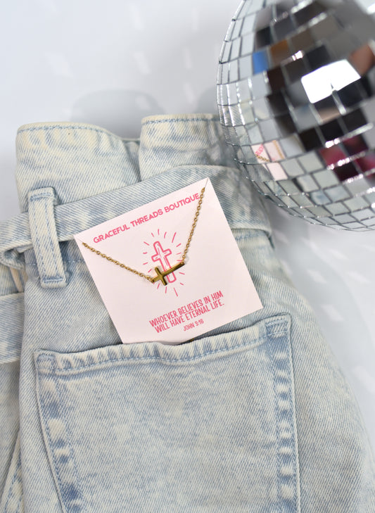 Eternal Life Gold Cross Necklace