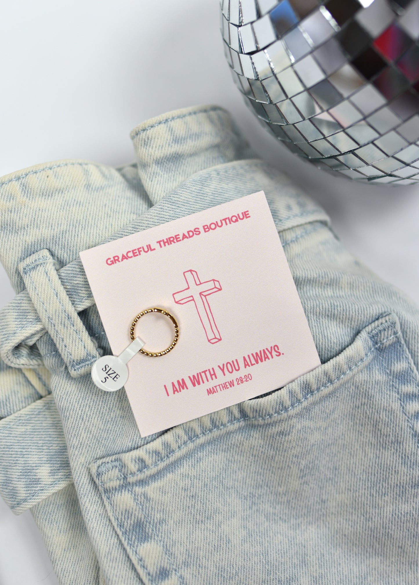 I Am With You Always Gold Cross Ring