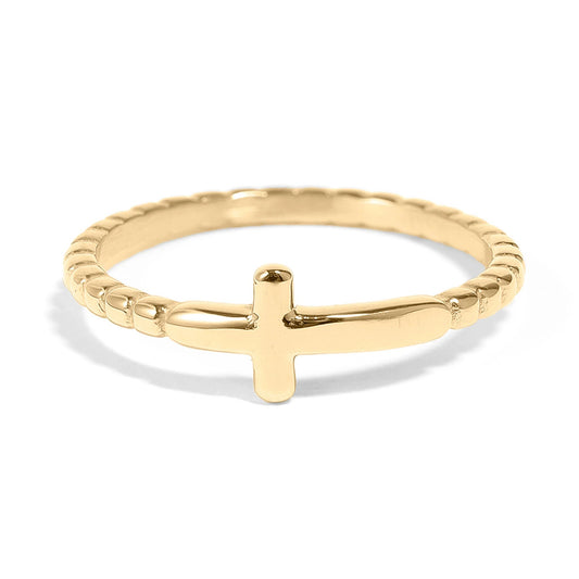 I Am With You Always Gold Cross Ring