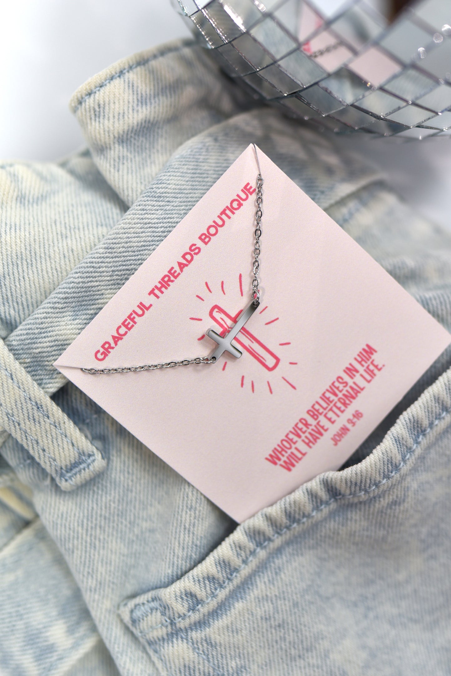 Eternal Life Silver Cross Necklace