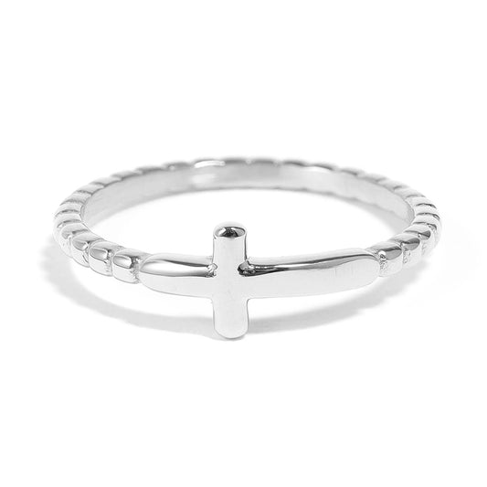 I Am With You Always Silver Cross Ring
