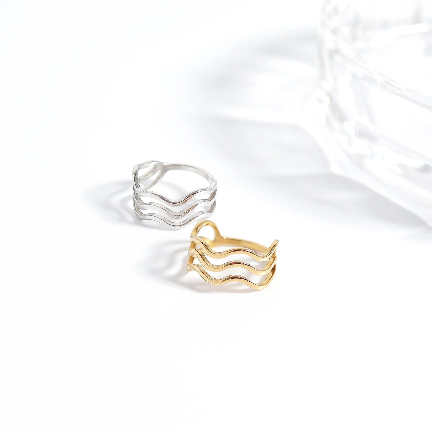 Psalm 107:29 Gold Wave Ring