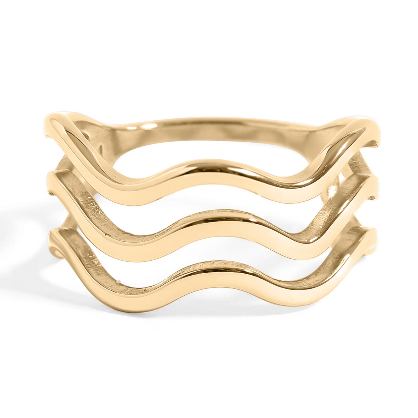 Psalm 107:29 Gold Wave Ring