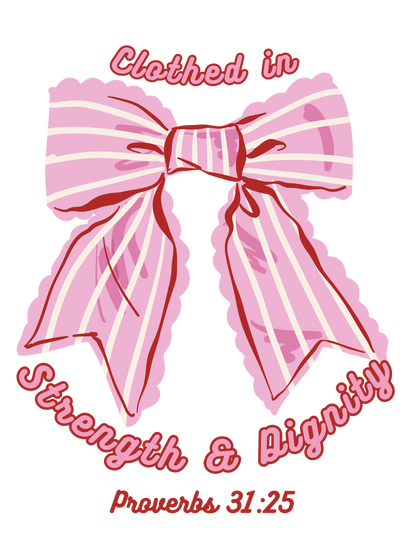 Clothed In Strength And Dignity 3" Bow Sticker