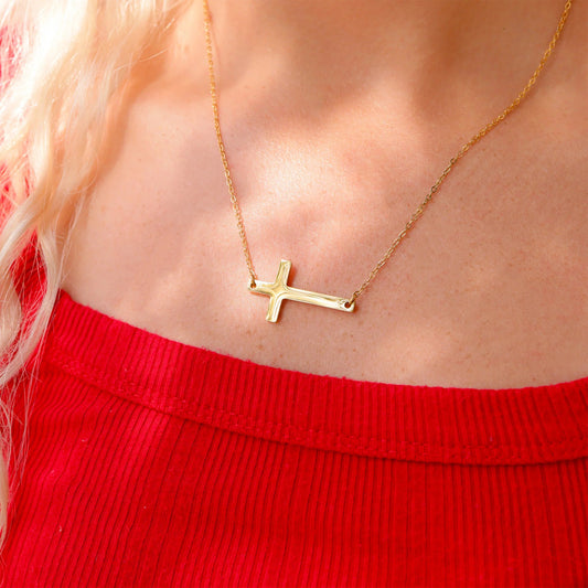 Eternal Life Gold Cross Necklace