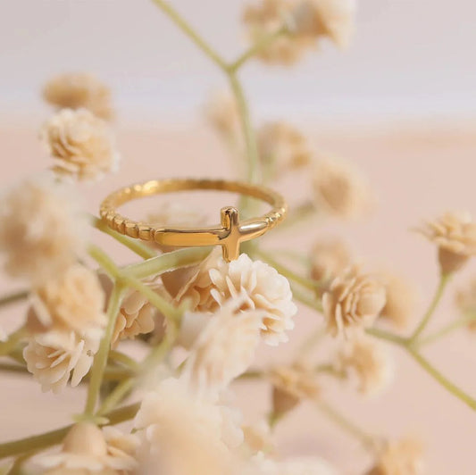 I Am With You Always Gold Cross Ring