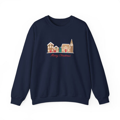 Merry Christmas Gingerbread Village Crewneck