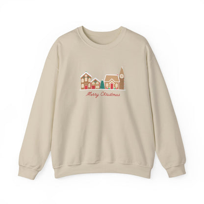 Merry Christmas Gingerbread Village Crewneck