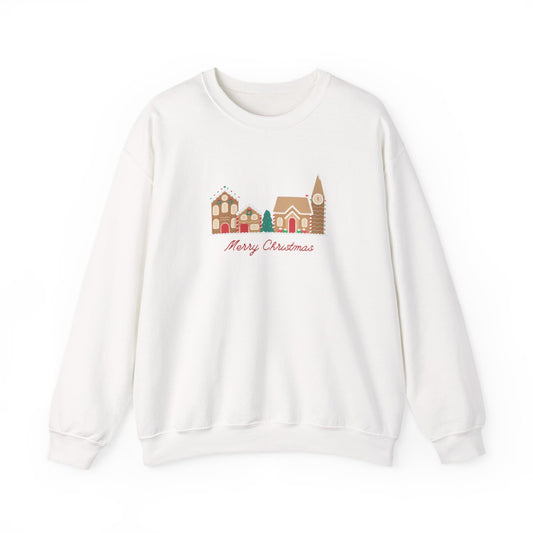 Merry Christmas Gingerbread Village Crewneck