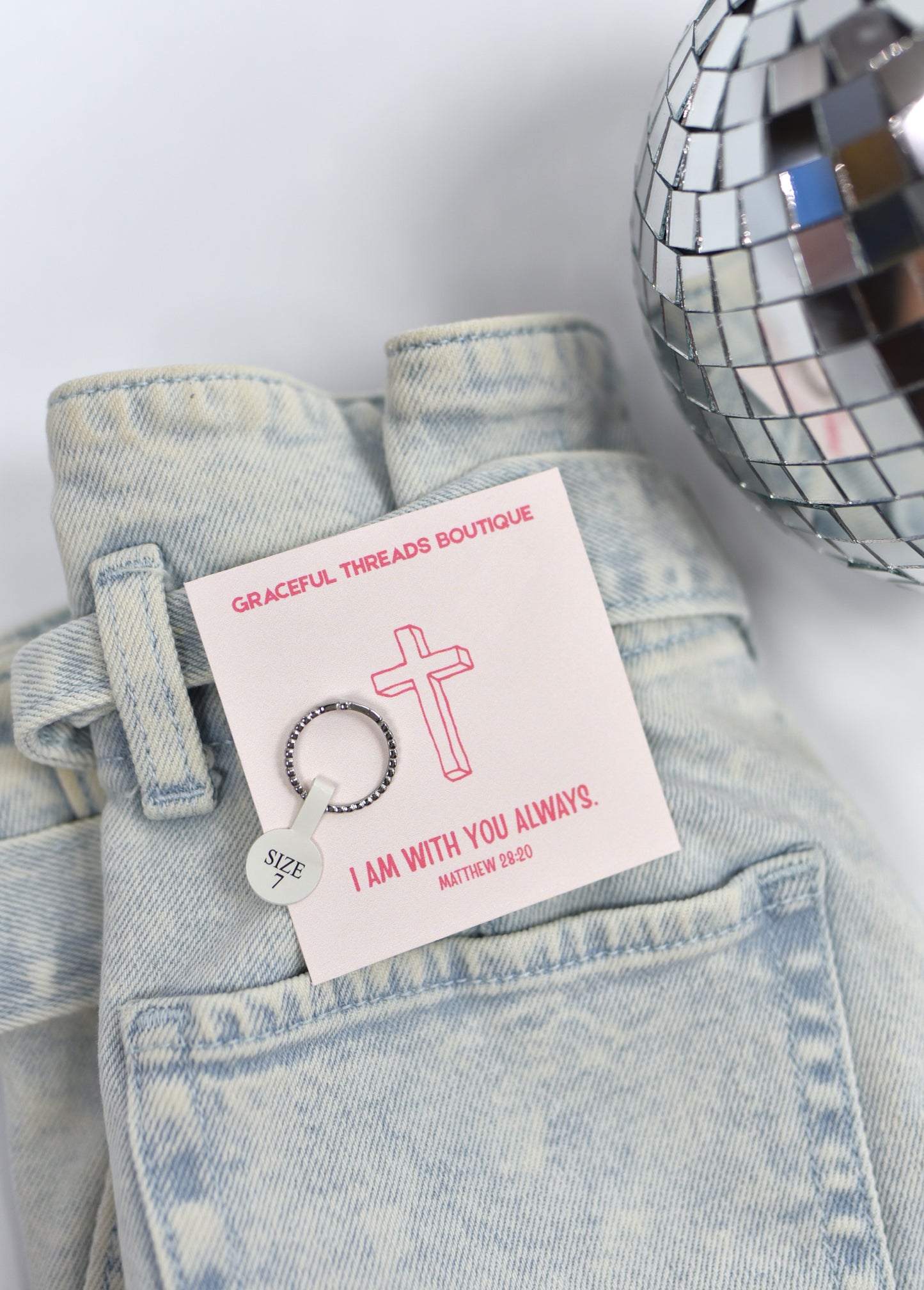 I Am With You Always Silver Cross Ring