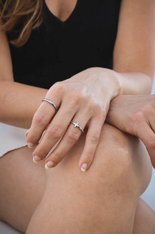 I Am With You Always Silver Cross Ring
