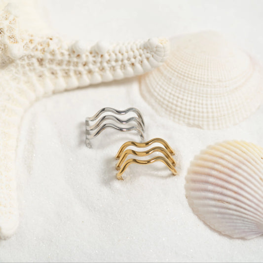 Psalm 107:29 Gold Wave Ring