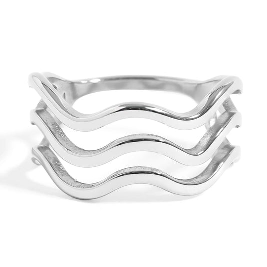 Psalm 107:29 Silver Wave Ring
