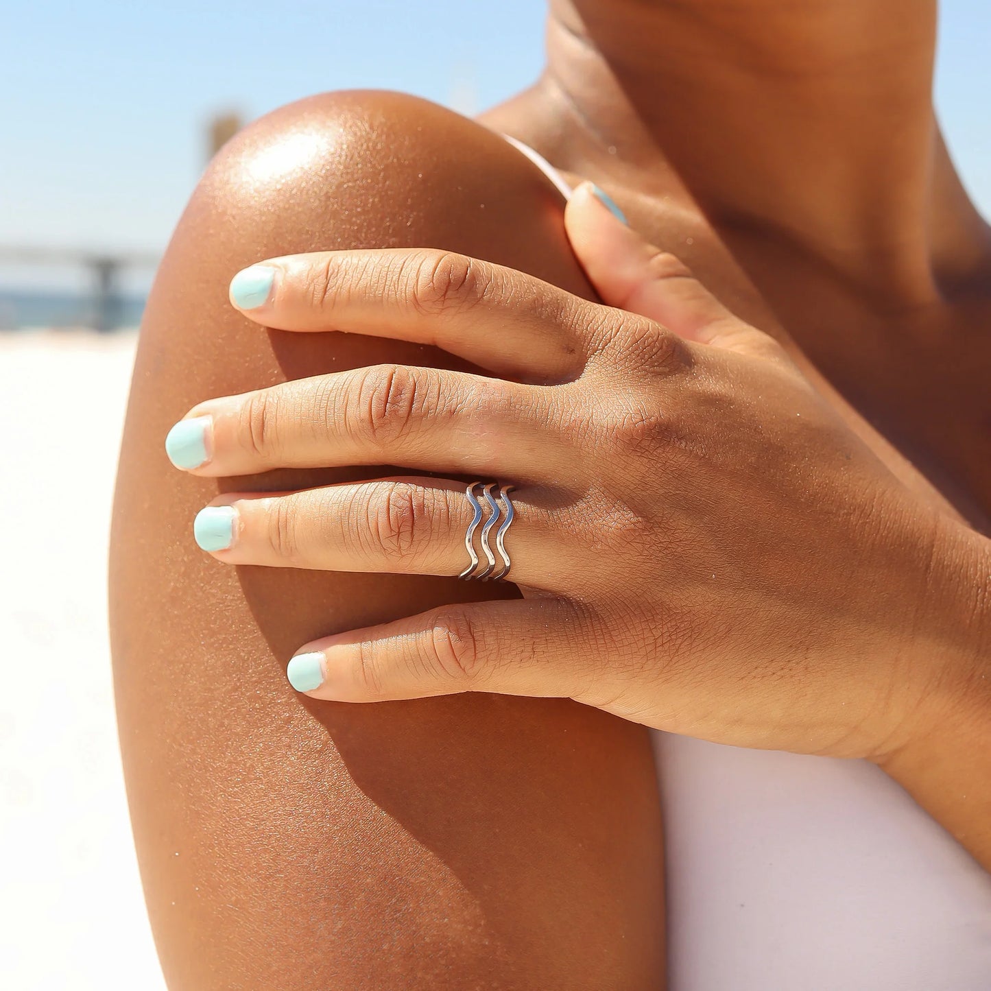 Psalm 107:29 Silver Wave Ring